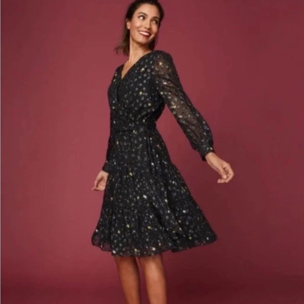 UNTUCKit Starry Night Robyn Dress Sheer Sleeves Celestial Size Small